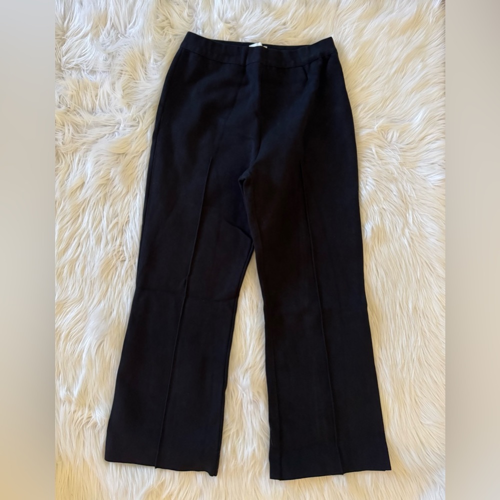High Sport Kick Cropped Stretch Cotton Flared Pants Black XL